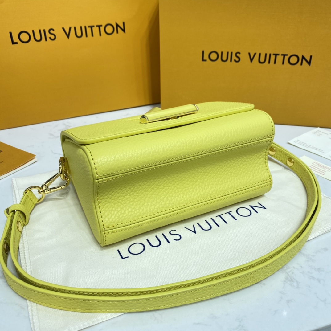 Louis Vuitton TWIST PM Handbag Taurillon Leather M58571 Ginger Yellow